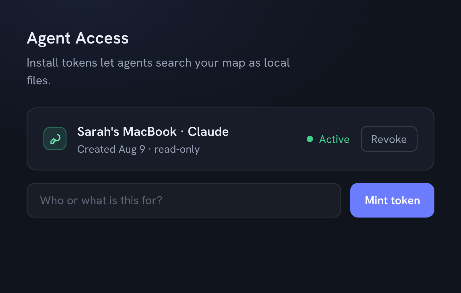 An Ops Map install token that lets desk agents search the map locally